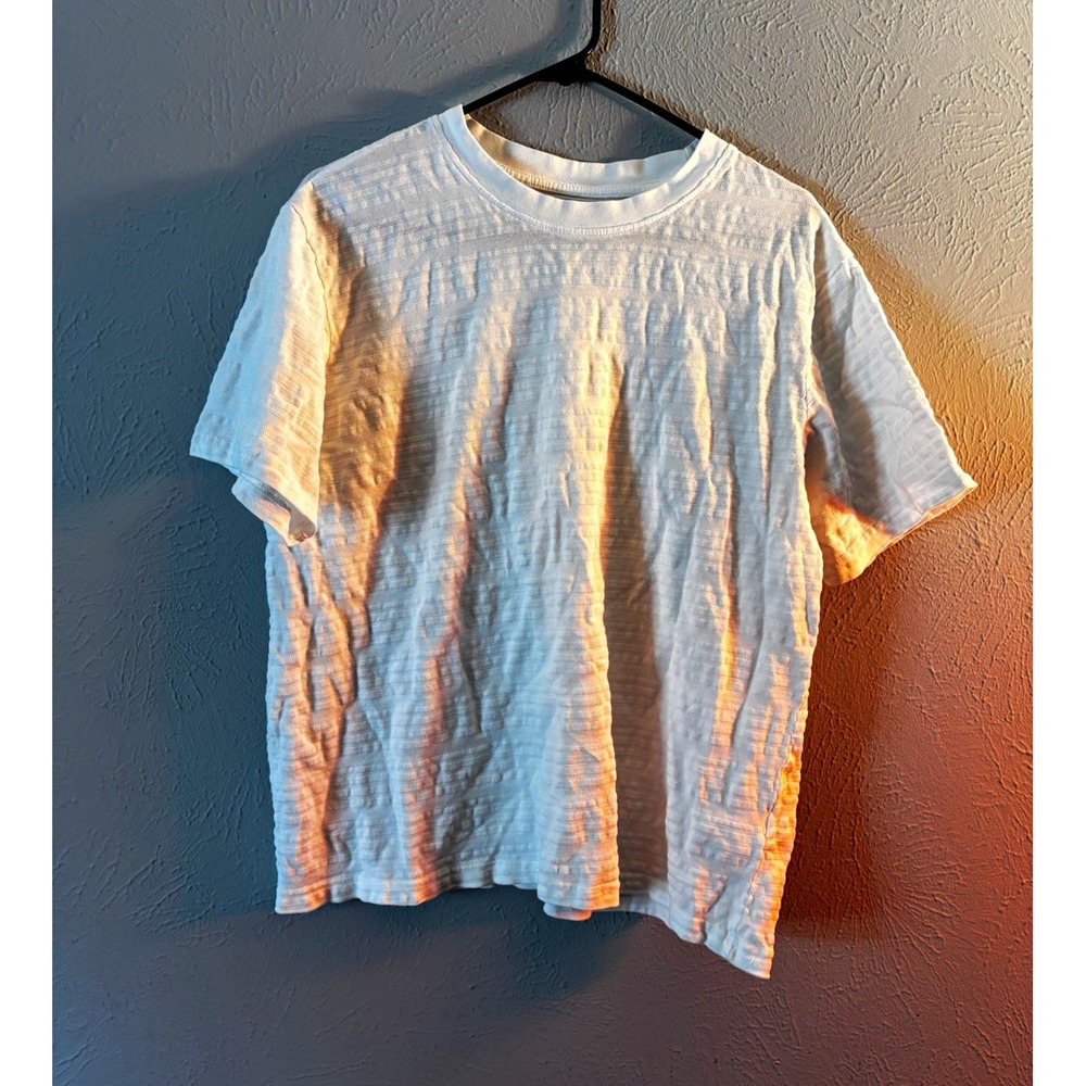 Urban Man White Solid Cotton Knit T-Shirt Mens Medium Short Sleeve Crew Neck